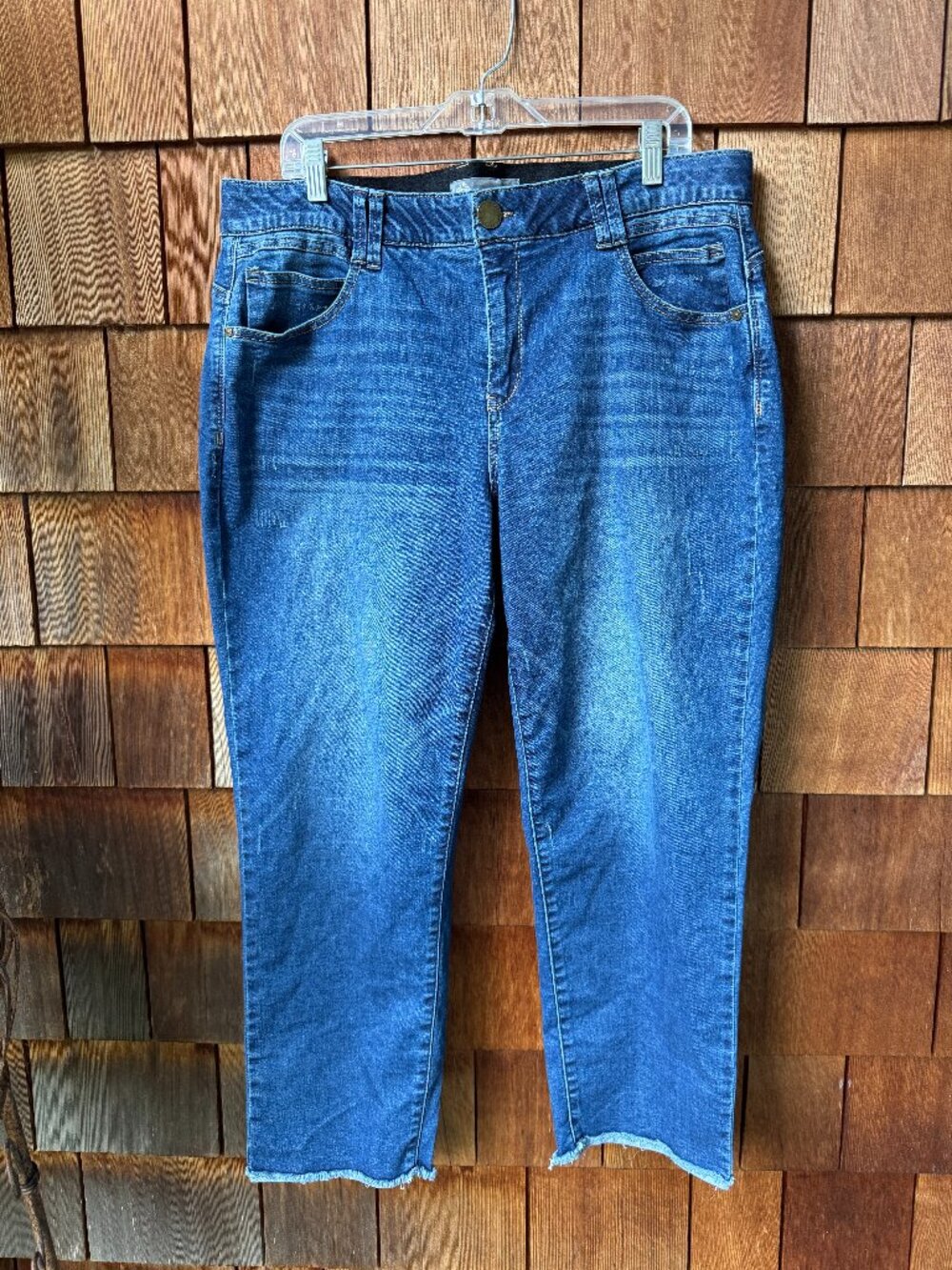 Democracy Plus "Ab"solution® Blue Stretch Denim Ankle Crop Jeans in Women's 18W